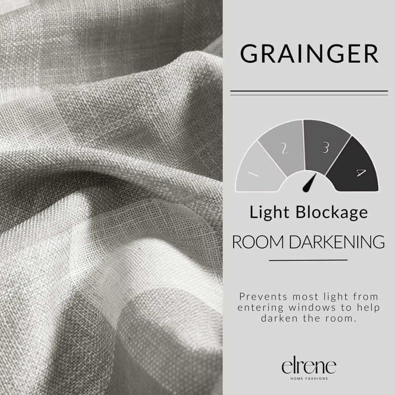Elrene Home Fashions Farmhouse Living Grainger Buffalo-Check Blackout Window Curtain, Living Room and Bedroom Drape with Rod Pocket Tabs, 52" x 84", Grey, 1 Panel - Image 3